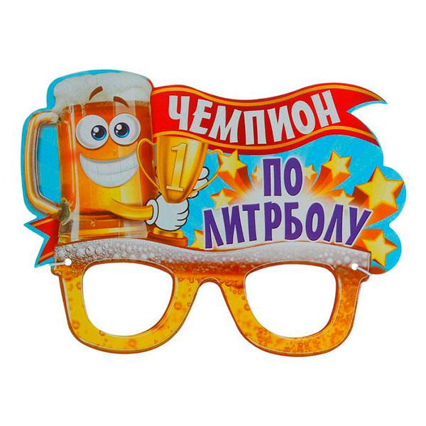 🔥 ФотоБум! Смішна Картонна маска з тримачем Чемпіоном по Літрболу, 1 Предмет