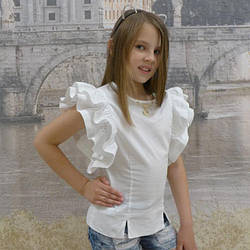 Блузка для дівчинки "Крило-1018" біла, розміри 30 - 40