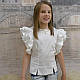 Блузка для дівчинки "Крило-1018" біла, розміри 30 - 40, фото 7