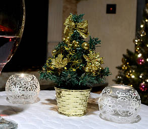 Ялинка маленька штучна прикрашена золота 20 cm 0424G, фото 3