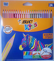 Олівці BIC Evolution Kids Stripes кольорові, 24 шт/уп