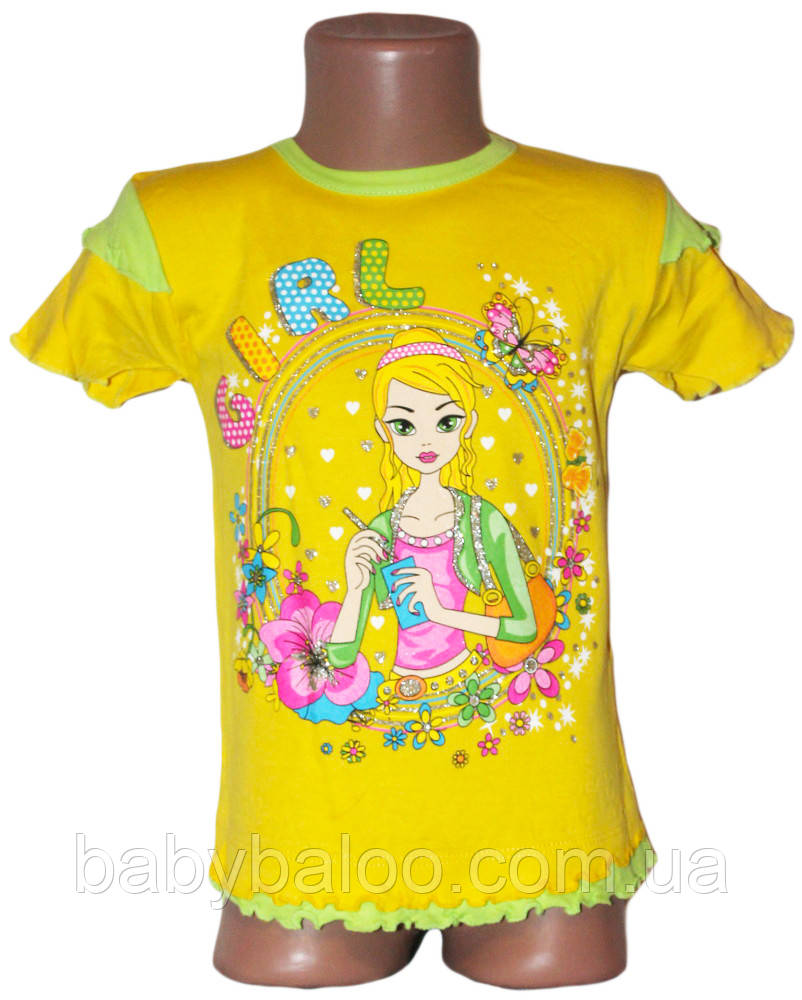 Футболка підліток дівчинка інтерлок комбінована (зростання від 116 до 140см)