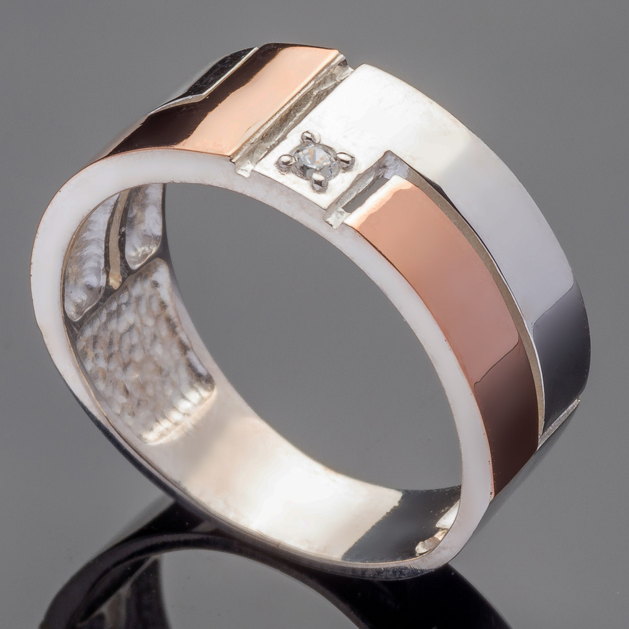 Серебряное кольцо 925 пробы с золотом "Геометрия" - фото 1 - id-p683093493
