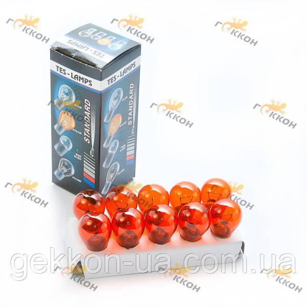 Лампа автомобільна P21 12V 21W BA15S/19 AMBER інд. уп. "Tes-lamps"