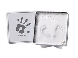 Магічна коробочка для відбитка долоньки Baby Art квадратна біло-сіра