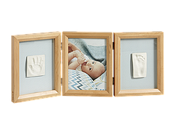 Рамочка Baby Art Потрійна з відбитком ручки ніжки малюка Натуральна