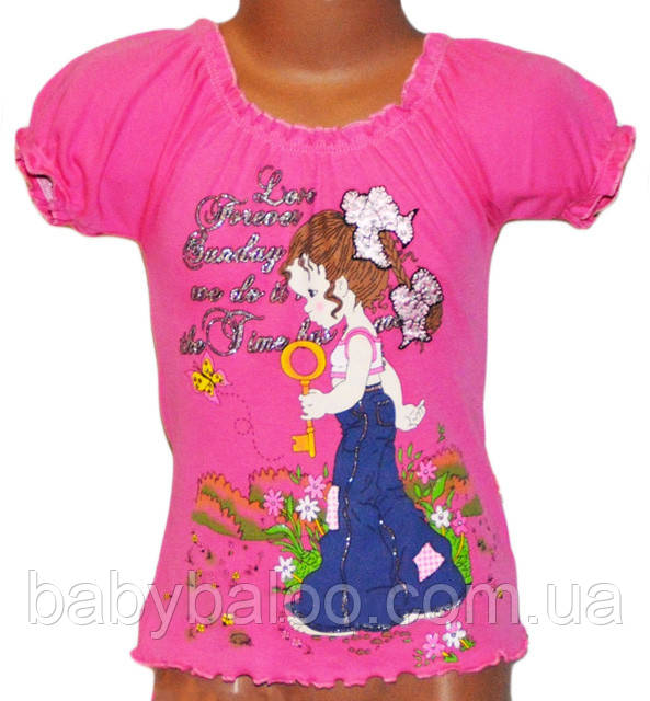 Детская футболка с вышивкой на девочку "Крестьянка" (рост от 104см до 140см) - фото 1 - id-p21385480