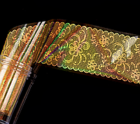 Золота фольга в баночці для лиття та дизайну нігтів із сіточкою, мереживом і малюнками No7, 100 см.