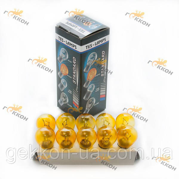 Лампа автомобільна P21 24V PY21W BA15S AMBER "Tes-lamps"