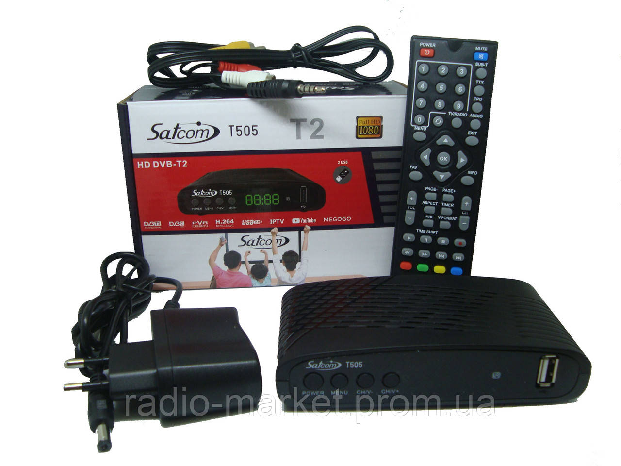 Satcom T505 Цифровой эфирный Full HD DVB-T2 ресивер Wi-Fi YOUTUBE MEGOGO IPTV 2USB - фото 1 - id-p9863488