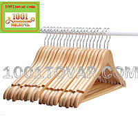 Вішалка (тремпель, плечики) для одягу з нарізами, дерев'яна, 10 шт., 1-ий сорт
