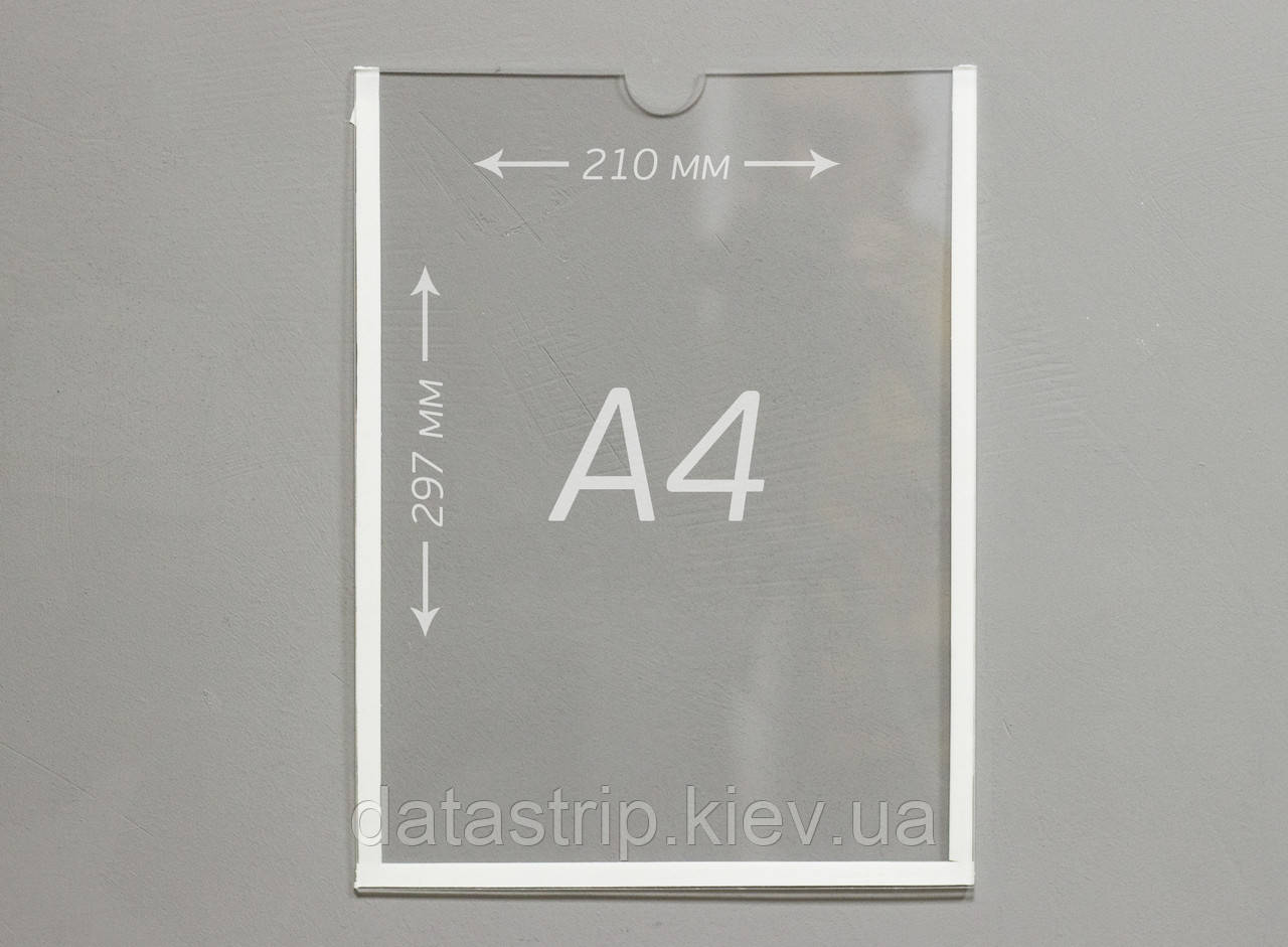 Кишеня для стендів А4 вертикальна, інформаційна підставка настінна 210х297мм, ПЕТ - фото 1 - id-p728864273