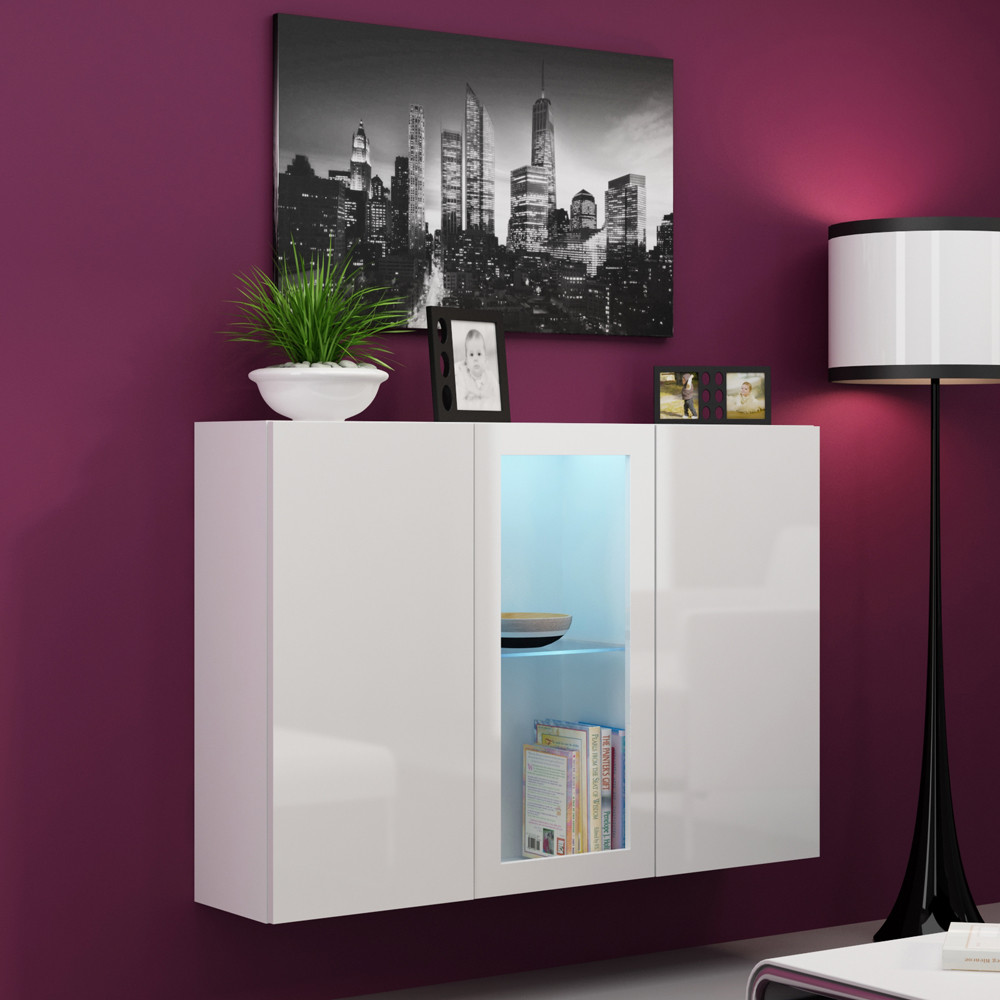 Комод навісний у вітальню з ламінованої ДСП та скла Vigo Сama без підсвічування, фото 1