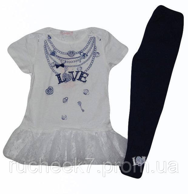 Літній костюм для дівчаток нрядная футболка і лосини, р 110-128 Угорщина Emma girl 7799