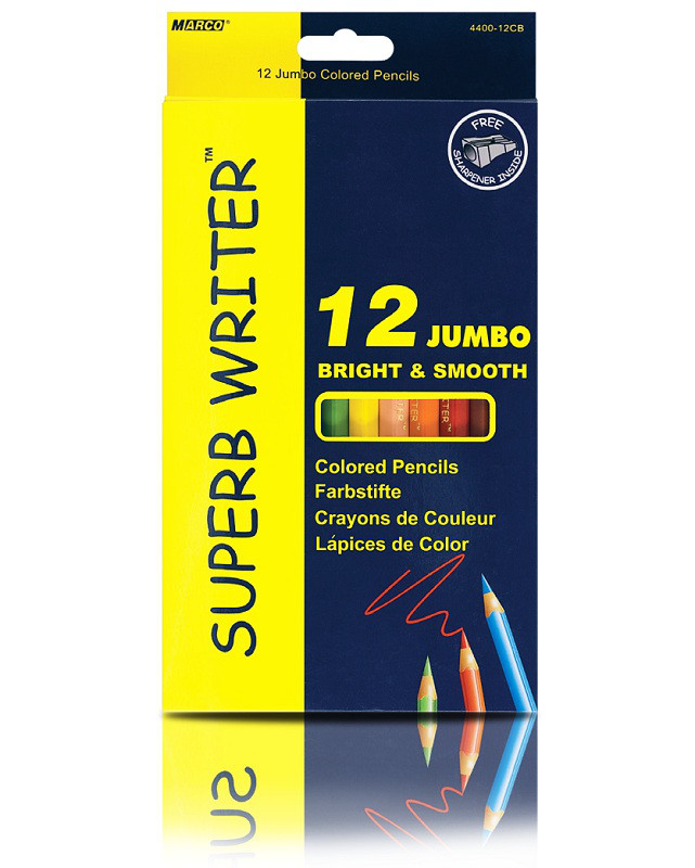 Карандаши цветные Marco Superb Writer Jumbo 12 цветов толстые 4400-12CB