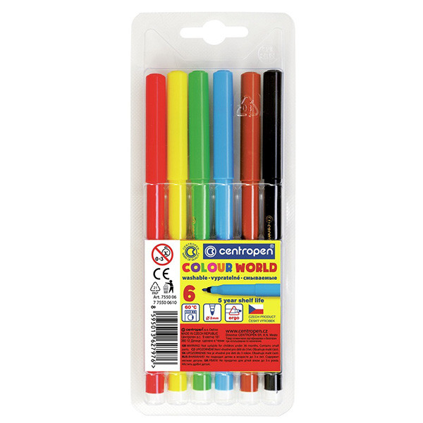 Фломастери 6 кольорів Centropen Colour World 7550/6