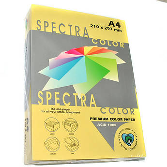 Папір кольоровий жовтий пастельний, 25 аркушів, А4, 160 г/м2, IT 160 Yellow, Spectra Color