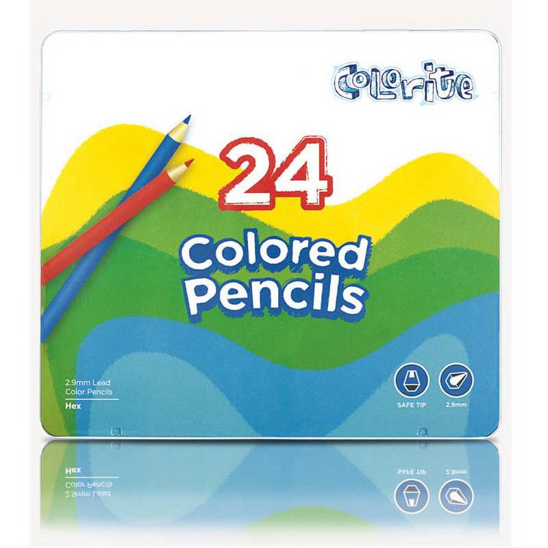 Олівці кольорові 24 кольори в металевому пеналі Marco Colorite 1100-24TN
