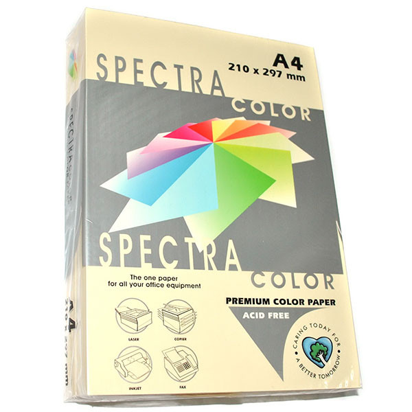 Папір кольоровий світло-жовтий пастельний, 50 аркушів, А4, 80 г/м2, IT 100 Ivory, Spectra Color