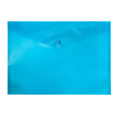 Папка-конверт, на кнопке, А4, глянцевый, синяя прозрачная, Buromax BM.3926-02
