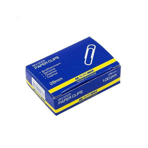 Скріпки нікельовані, круглі, 28 мм, 100 штук, Buromax BM.5005