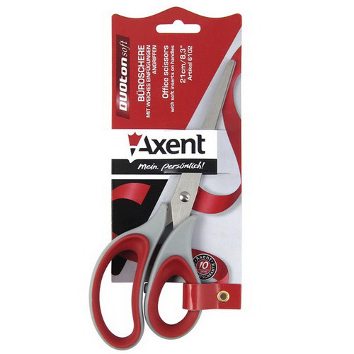 Ножиці Axent Duoton Soft 6102-06-A 210 мм сіро-червоні