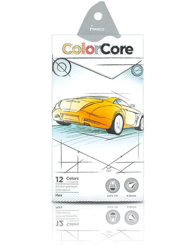 Олівці кольорові 12 кольорів Marco Color Core 3100-12CB