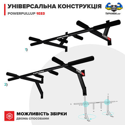 Настінний турнік PowerPullup 1033 - 4 ХВАТА! чорний, фото 5