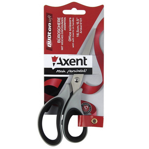 Ножиці Axent Duoton Soft 6101-01-A 165 мм сіро-чорні