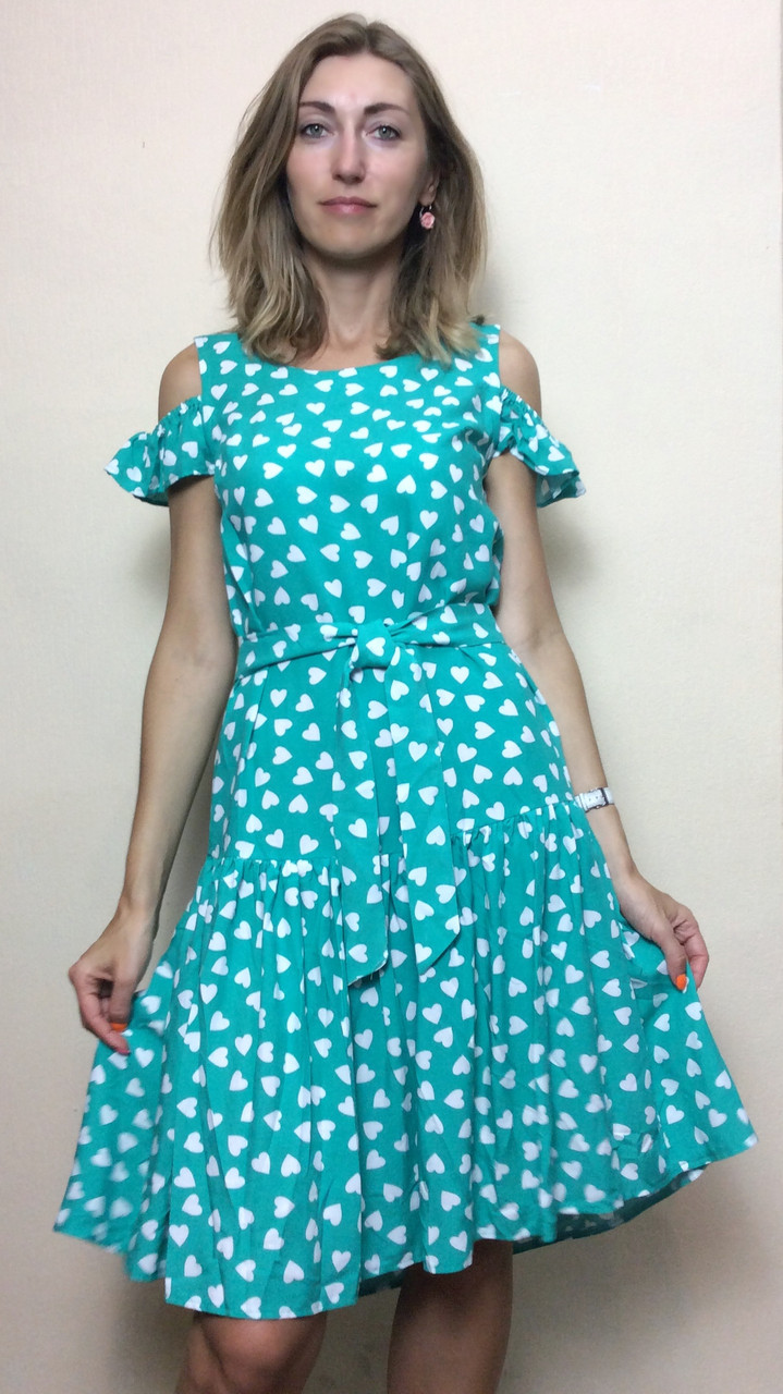 М'ята сукня з асиметричним низом Т152, фото 1