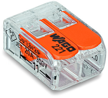 Клема WAGO COMPACT 6 мм² 2-провідна з важелями, 85°C, упаковка 100 шт.