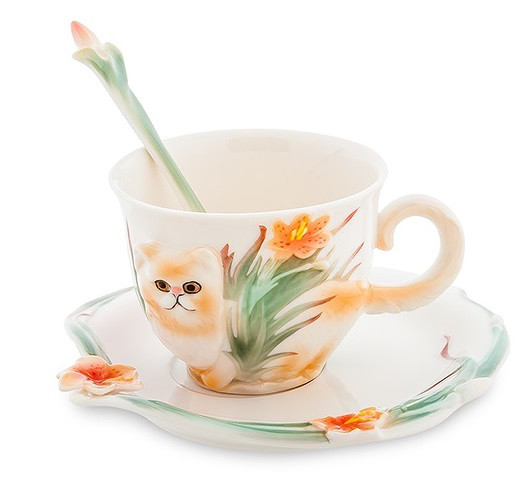 Фарфоровая чайная пара Персидский кот Pavone FM- 69/ 3 - фото 1 - id-p59054183