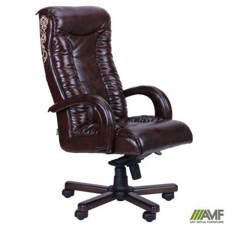 Крісло Кінг Люкс МВ горіх Мадрас дарк Браун, вишивка Elite, нитки беж AMF, фото 1