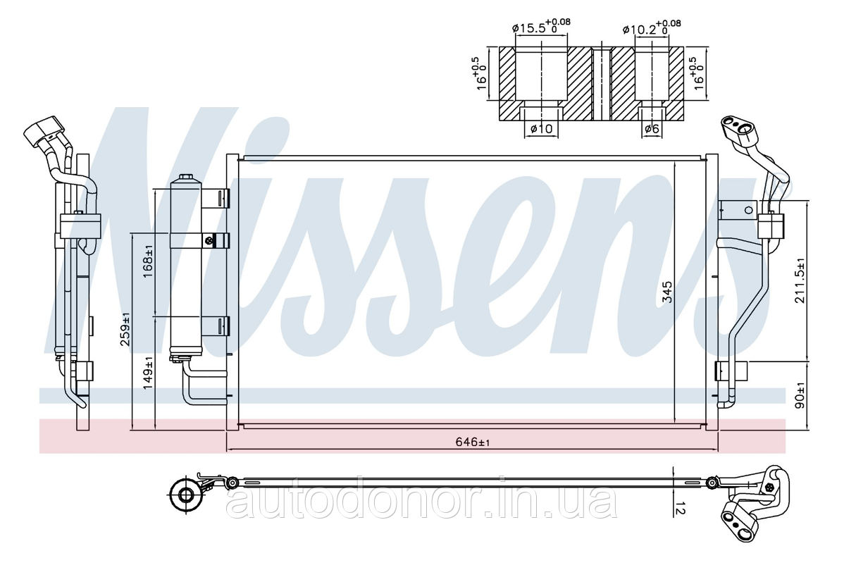 Радіатор кондиціонера KOYOAIR Nissan Leaf AZE0 S EM57 (13-17) 92100-3NL0A