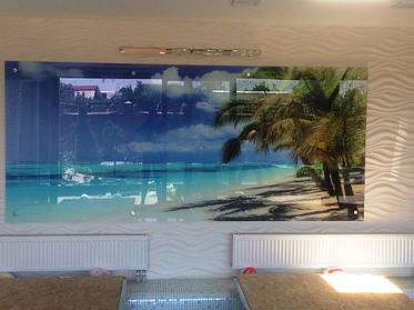 Стеклянное панно в бассейн - морской пляж в Днепре 2