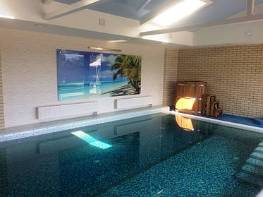 Стеклянное панно в бассейн - морской пляж в Днепре 4