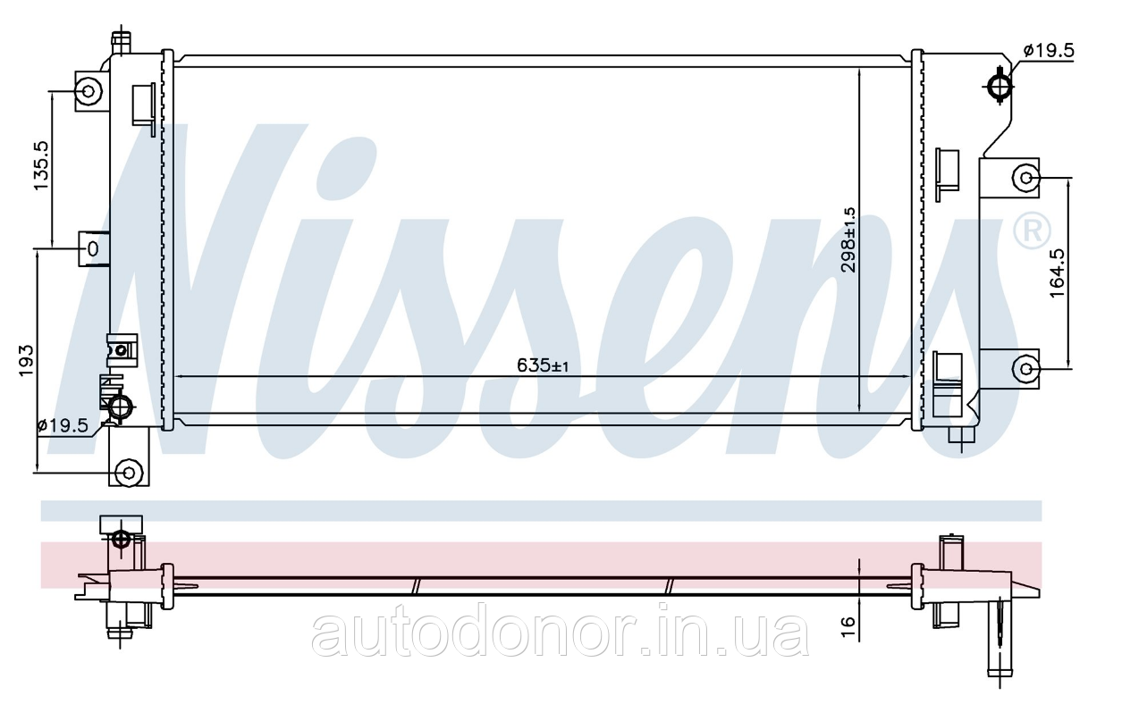 Радіатор охолодження + AC NISSENS Nissan Leaf AZE0 (13-17) 21410-3NF0A