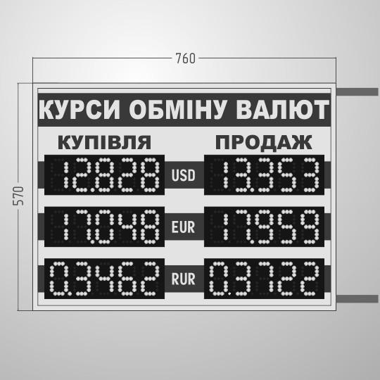 Табло курсов валют 760х570 мм - фото 2 - id-p50565070