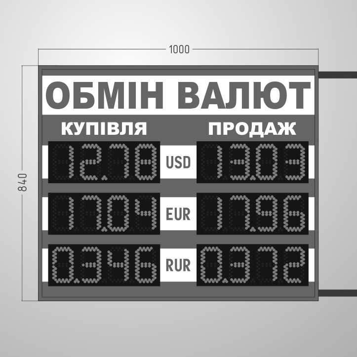 Табло курсов валют 1000х840 мм - фото 2 - id-p50573476