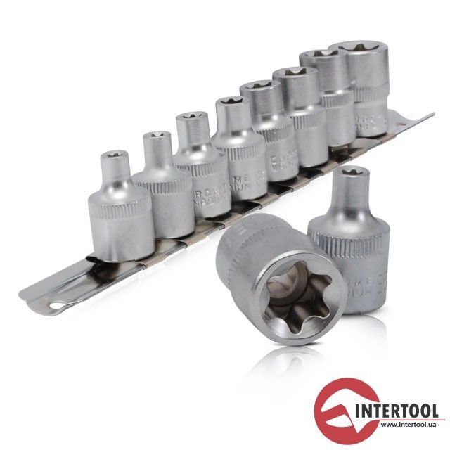 Набір головок Intertool ET-6015 TORX 10 шт, E5-E16, 3/8"