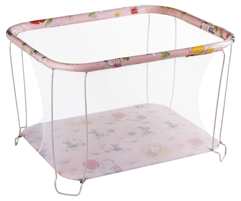 Манеж Qvatro Classic-02 дрібна сітка рожевий (сонечка), фото 1