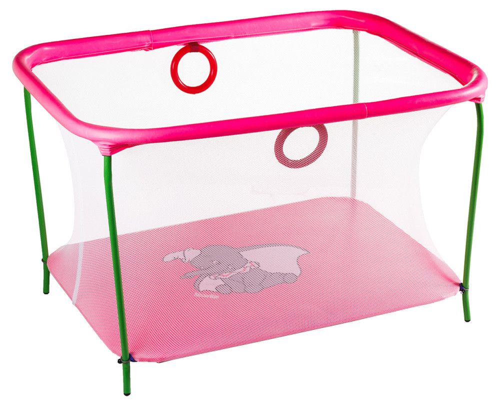 Манеж Qvatro LUX-02 дрібна сітка рожевий (слон dumbo), фото 1