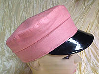 Розовая льняная женская кепка - картуз 55-57