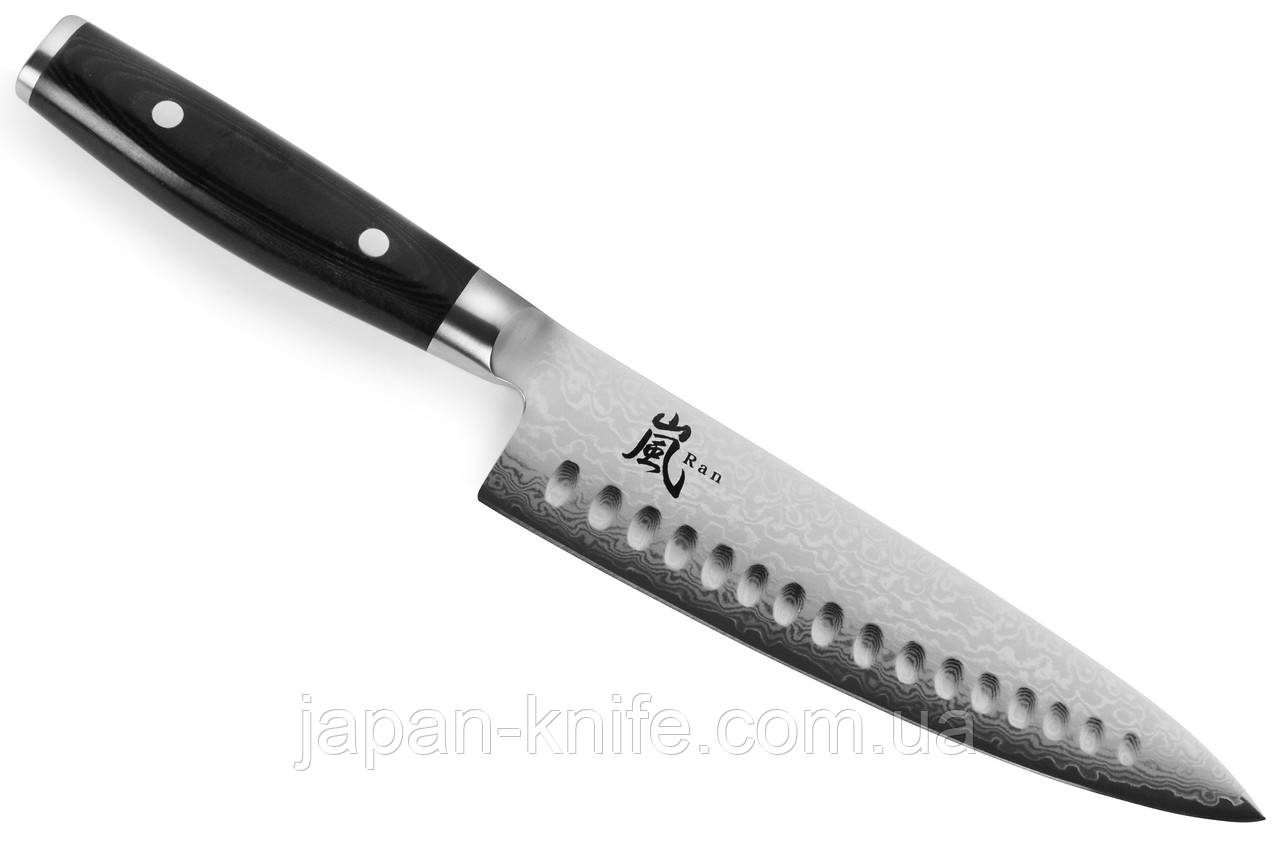 Ніж Кухарський Шеф Yaxell RAN 36000G з рифленням на клинку, 200 мм, фото 1