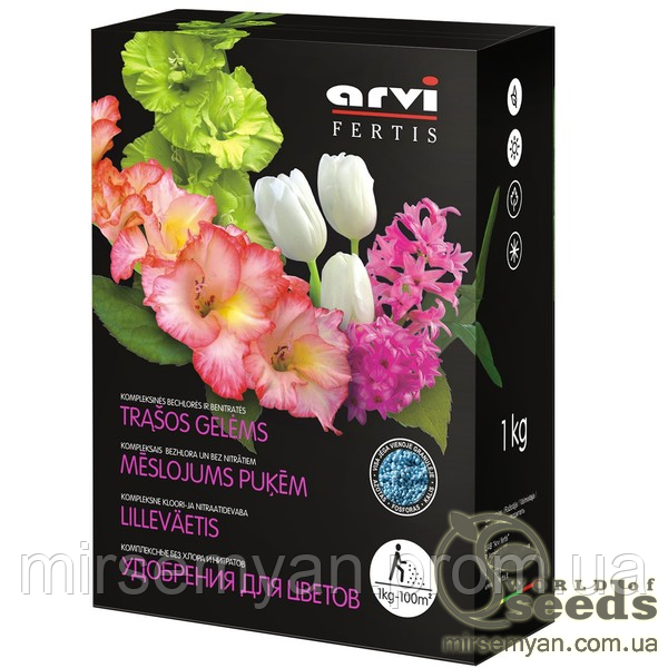Добриво для квітів без хлору та нітратів 12-8-16, Арві (Arvi Fertis) 1 кг