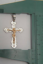 Хрестик срібний із родієвим покриттям і позолотою, фото 3
