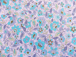 Відріз тканини бірюзові квіти на ніжно-рожевому 48 х 50 см.