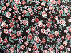 Відріз тканини троянди на чорному 50 х 48 см.
