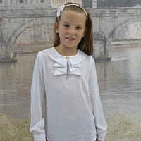 Блузка для дівчинки "Жабо"( біла-довгий рукав) , розміри 30 - 40