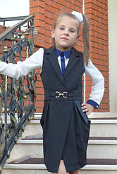 Шкільний сарафан для дівчинки "Ножиці" чорний, розміри 30 - 40